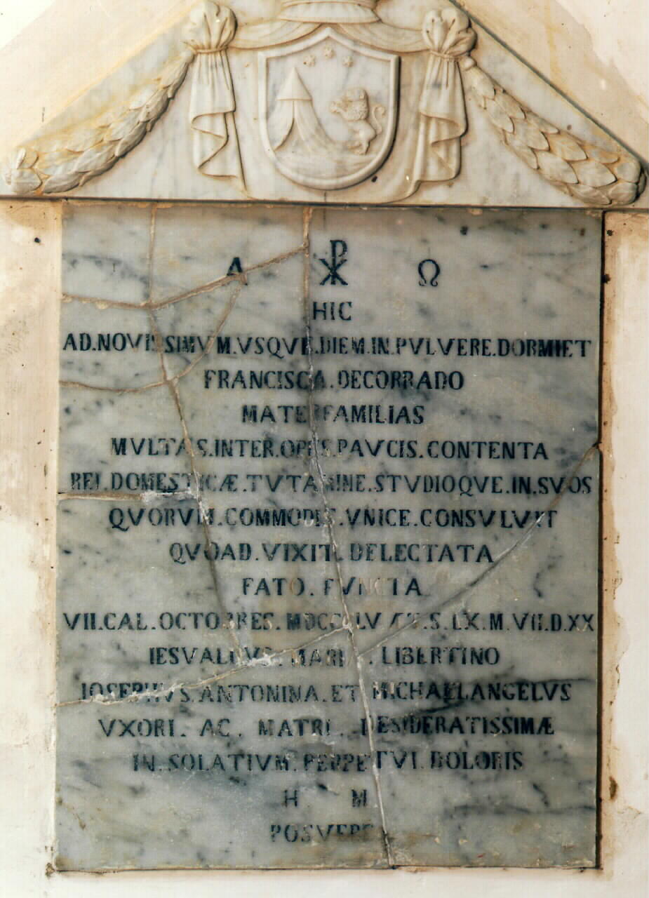 lapide - sepolcrale - ambito siciliano (sec. XIX)