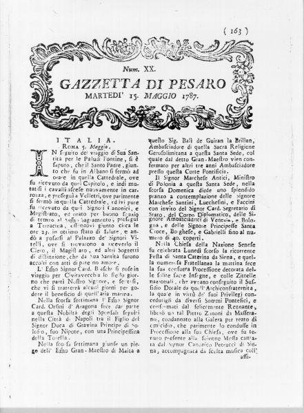 gazzetta di Pesaro (stampa) - ambito marchigiano (sec. XVIII)