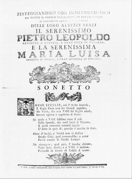 sonetto (stampa) - ambito pisano (sec. XVIII)