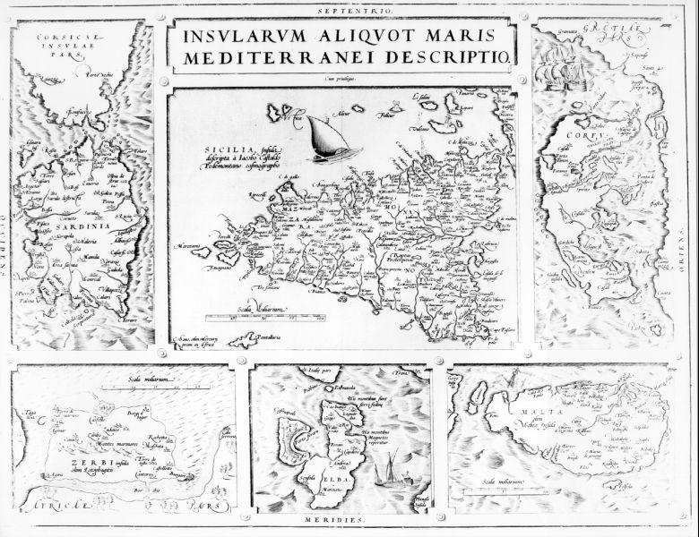 carta geografica di alcune isole del Mare Mediterraneo (stampa) - ambito italiano (seconda metà sec. XVI)