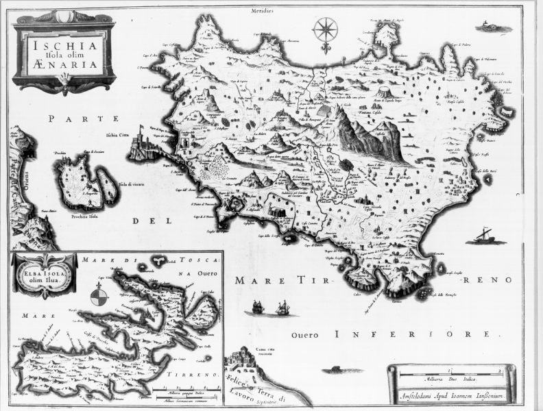 carta geografica dell'Isola d'Ischia e dell'Isola d'Elba (stampa) di Giamboni Giovanni (sec. XVII)