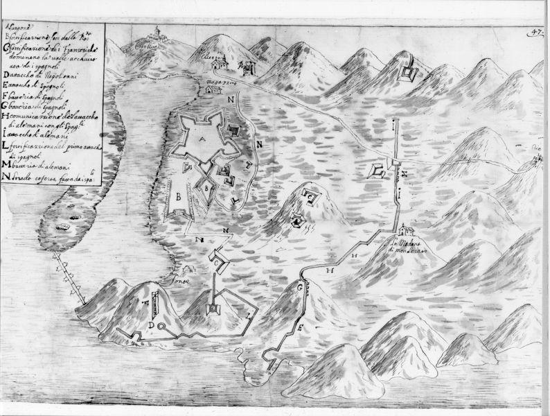 pianta delle fortificazioni di Portoferraio (disegno) - ambito italiano (secc. XVI/ XVII)