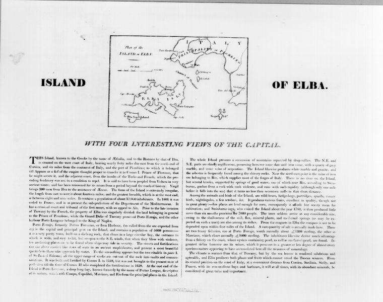 carta geografica dell'Isola d'Elba (stampa) - ambito inglese (sec. XIX)