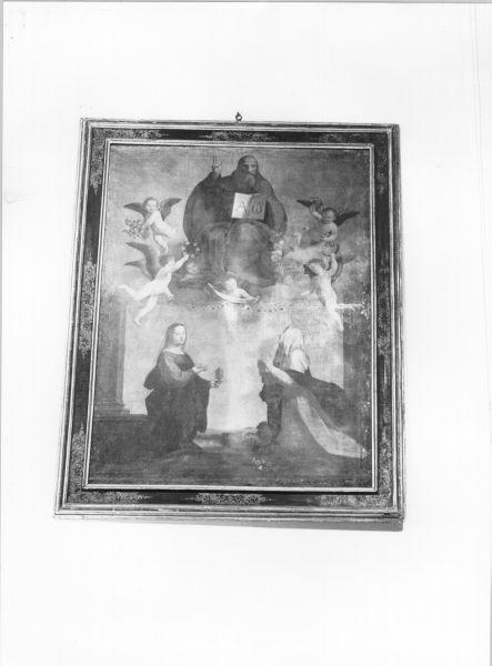 DIO PADRE E LE SANTE MARIA MADDALENA E CATERINA IN ESTASI (dipinto) - Ambito lucchese (prima metà sec. XVII)