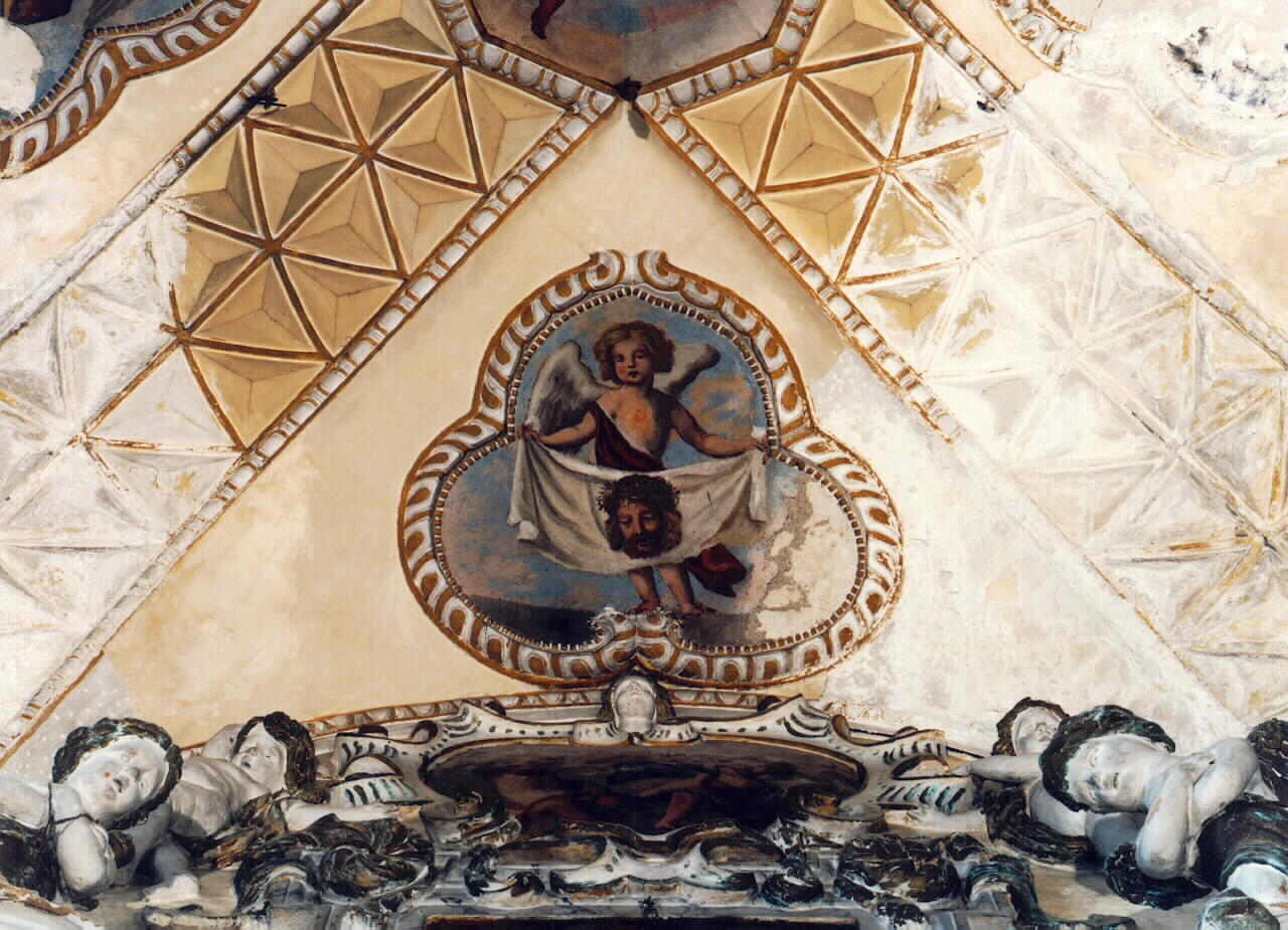 angioletto con il velo della Veronica (dipinto murale) - ambito siciliano (Seconda metà sec. XIX)