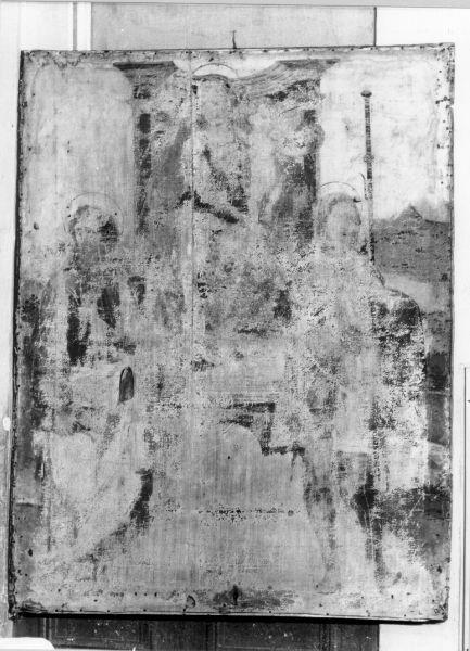 MADONNA IN TRONO CON BAMBINO E DUE SANTI (dipinto) - ambito italiano (primo quarto sec. XVI)