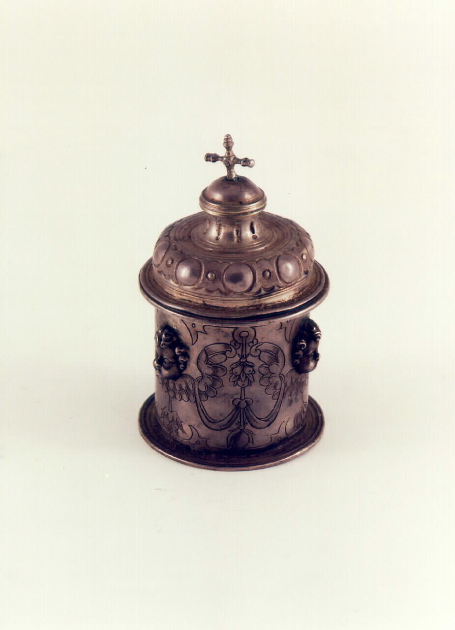 custodia di vasetto per olio santo - bottega siciliana (inizio sec. XIX)