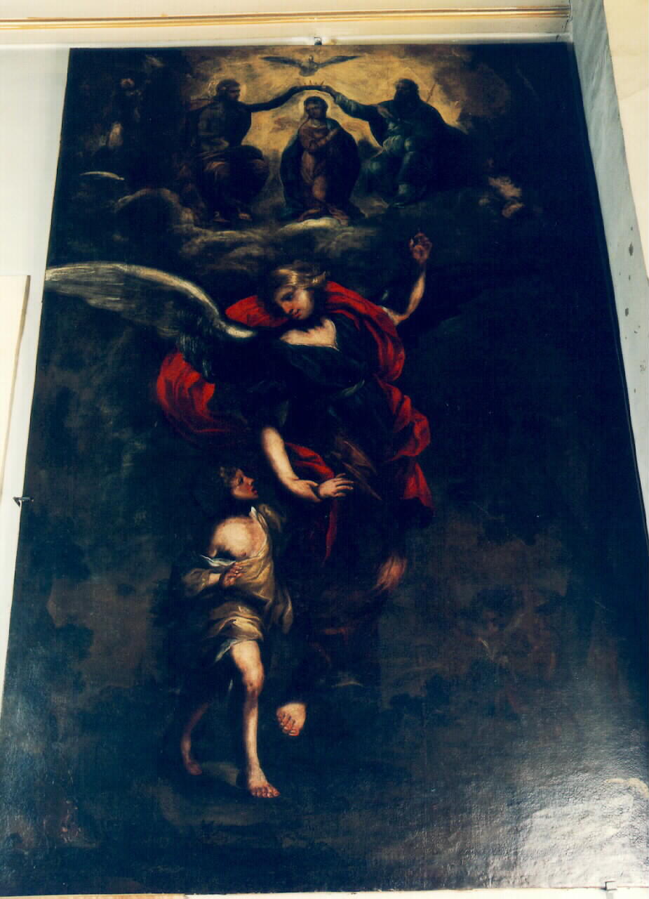 angelo custode e incoronazione della Madonna (dipinto) - ambito siciliano (sec. XVII)