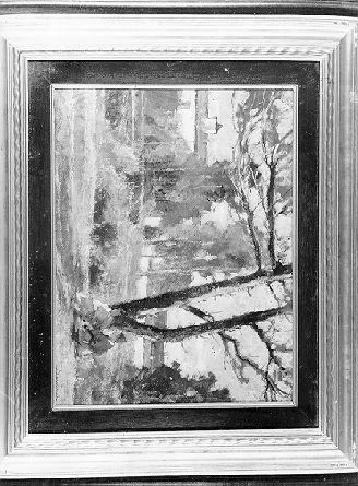 RAGAZZI SOTTO GLI ALBERI (dipinto) di Tommasi Ludovico (fine sec. XIX)