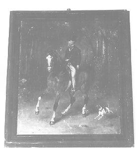 RITRATTO DI GENTILUOMO A CAVALLO CON CANE (dipinto) - ambito italiano (sec. XIX)