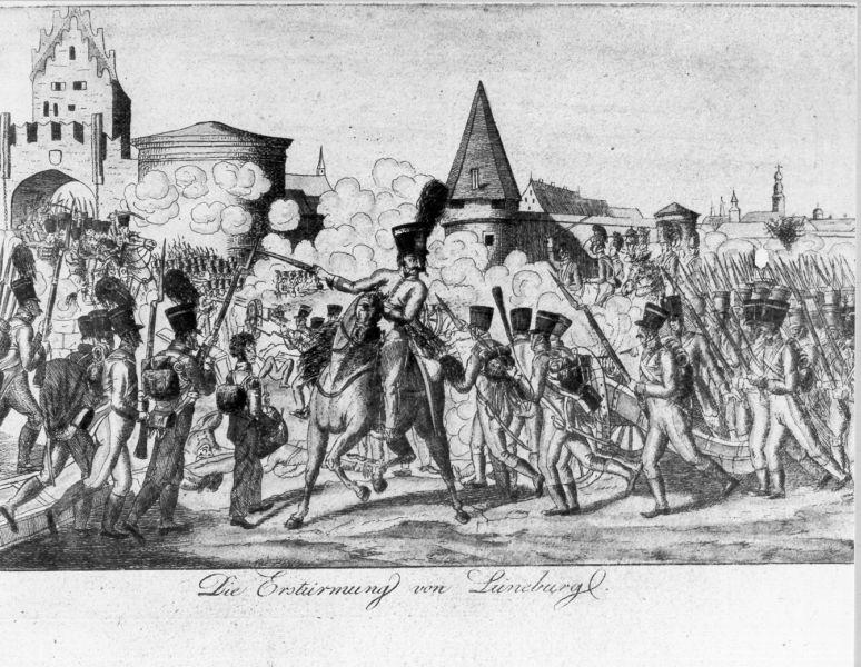 Die ersturmung Von Luneburg, scena (stampa) - ambito tedesco (prima metà sec. XIX)