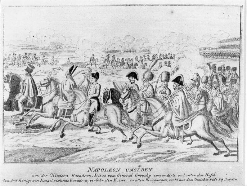 Napoleon umgeben von der officiers escadron, storie della vita di Napoleone Bonaparte (stampa) - ambito tedesco (prima metà sec. XIX)