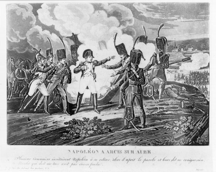 Napoléon a Arcis sur Aube, storie della vita di Napoleone Bonaparte (stampa) di Dubreuil (prima metà sec. XIX)