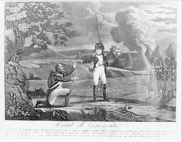 Trait de générosité, storie della vita di Napoleone Bonaparte (stampa) di Dubreuil (prima metà sec. XIX)