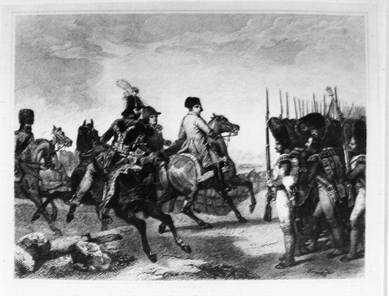 Battaglia di Jena, scena di battaglia (stampa) di Vernet Horace, Bougeard (primo quarto sec. XIX)