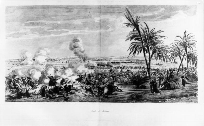 Bataille des pyramides, scena di battaglia (stampa) di Vivant Denon Dominique, Melbeste G (primo quarto sec. XIX)