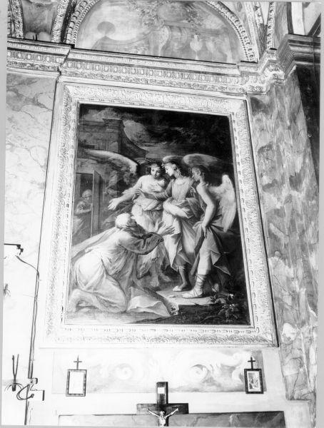 APPARIZIONE DEGLI ANGELI A TOBIA (dipinto, elemento d'insieme) di Brugieri Domenico (sec. XVIII)