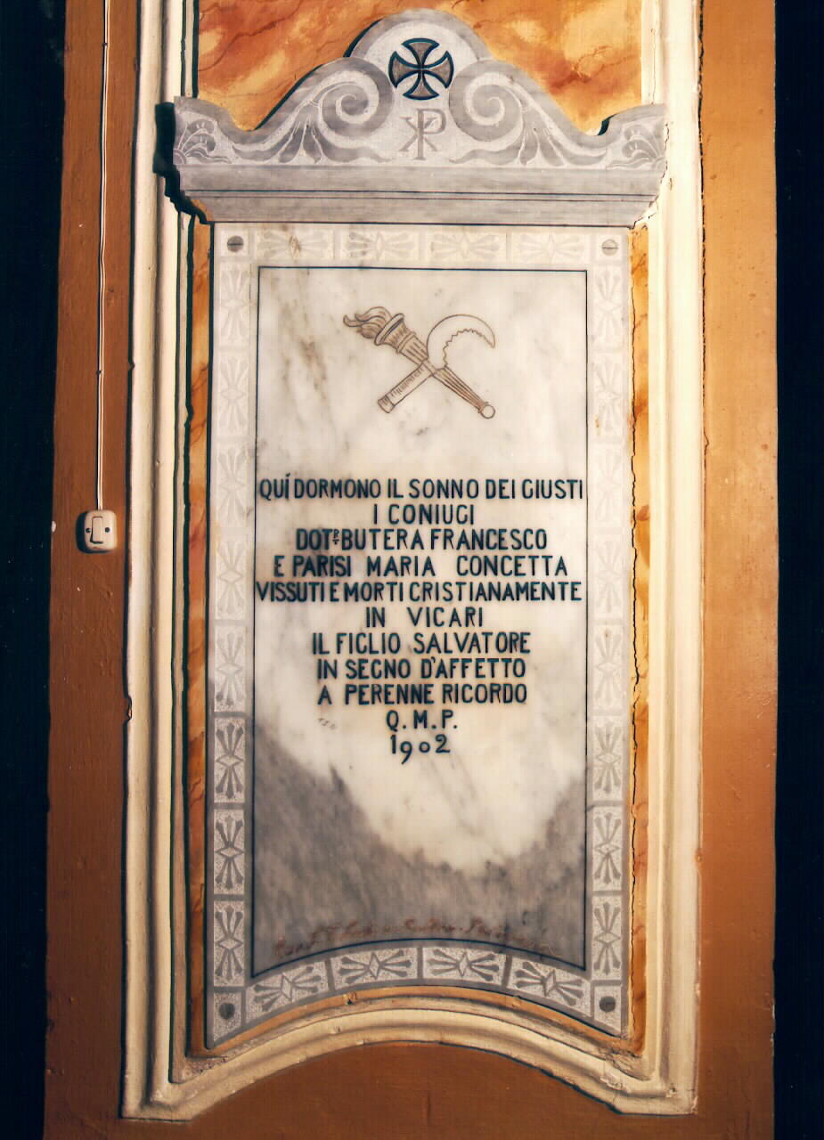 lapide - sepolcrale - ambito siciliano (sec. XX)