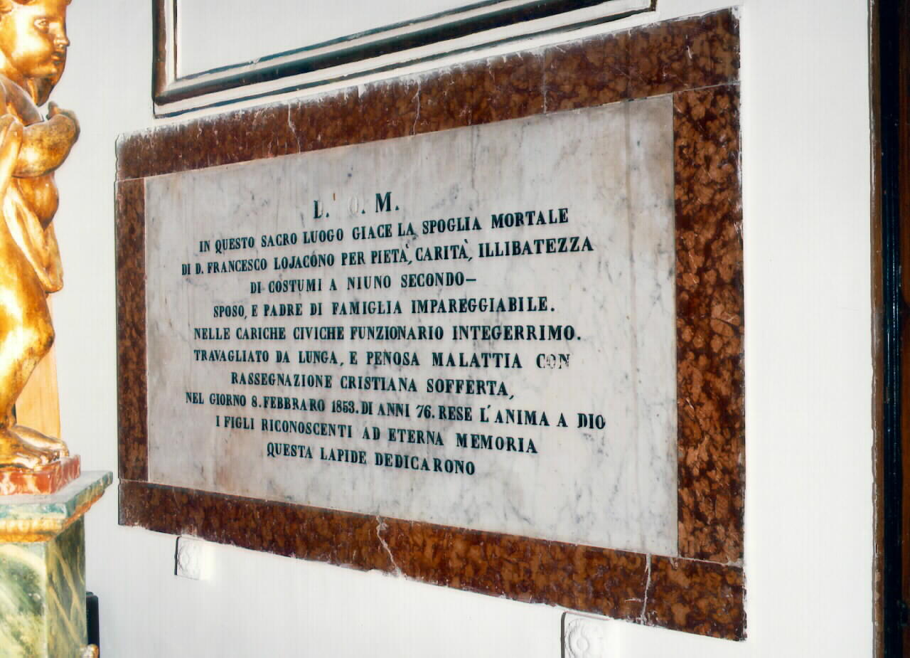 lapide - sepolcrale - ambito siciliano (sec. XIX)