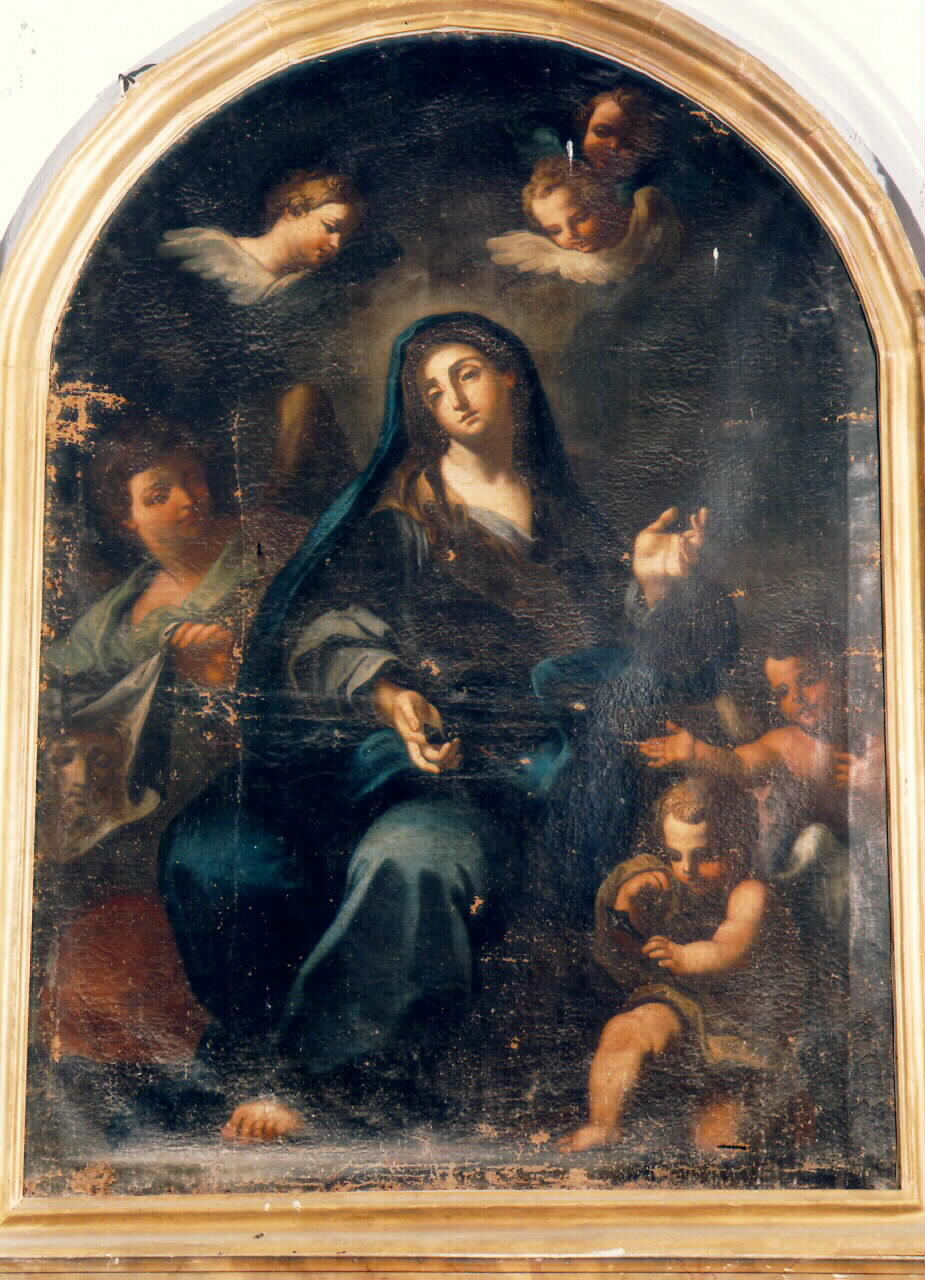 Madonna Addolorata tra angeli e cherubini (dipinto) - ambito siciliano (Seconda metà sec. XVIII)