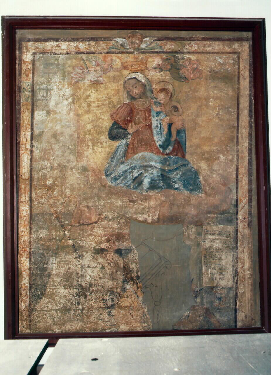 Madonna con Bambino e santo vescovo francescano (dipinto) - ambito siciliano (sec. XVI)