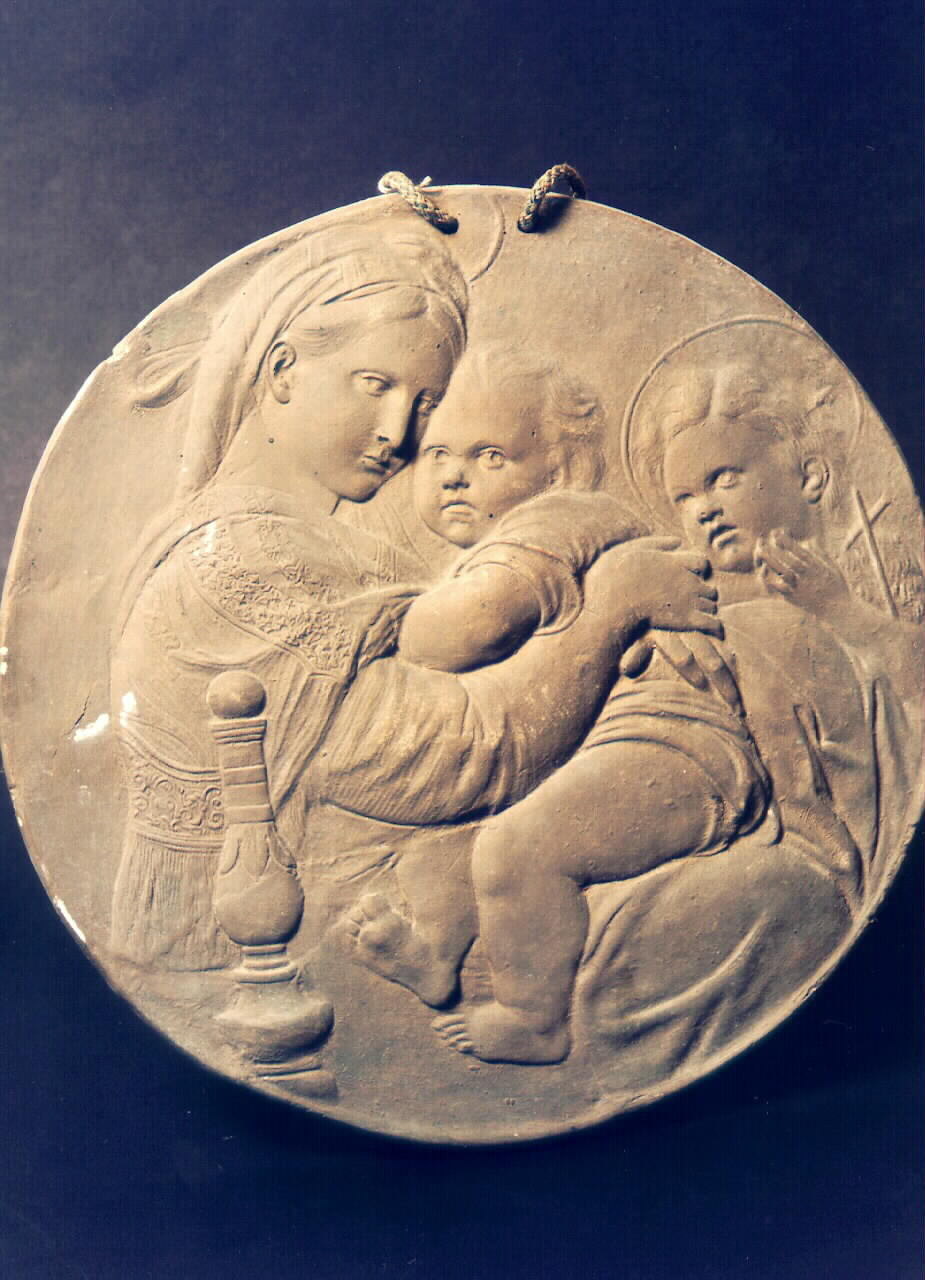 Madonna con Bambino e San Giovannino (rilievo, serie) - ambito siciliano (primo quarto sec. XX)