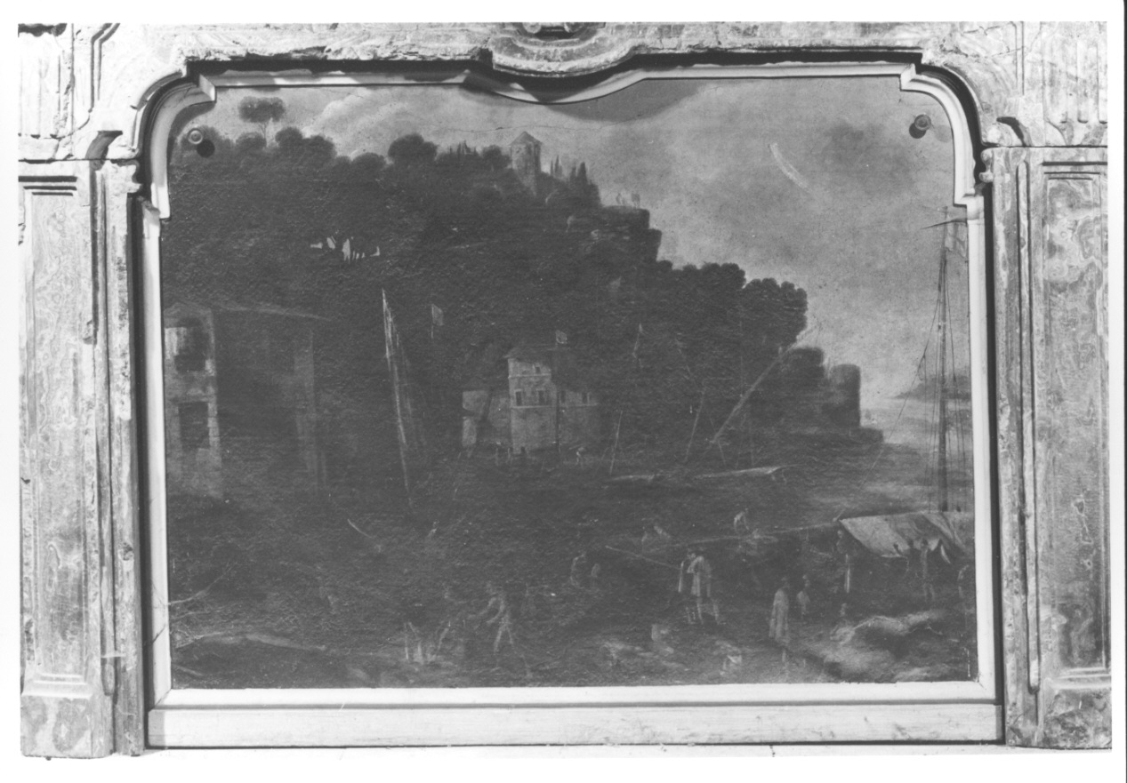 paesaggio marino (paracamino, opera isolata) di Antoniani Francesco (terzo quarto sec. XVIII)