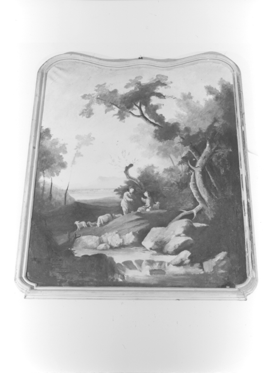 paesaggio con pastori (dipinto, opera isolata) - ambito piemontese (primo quarto sec. XX)