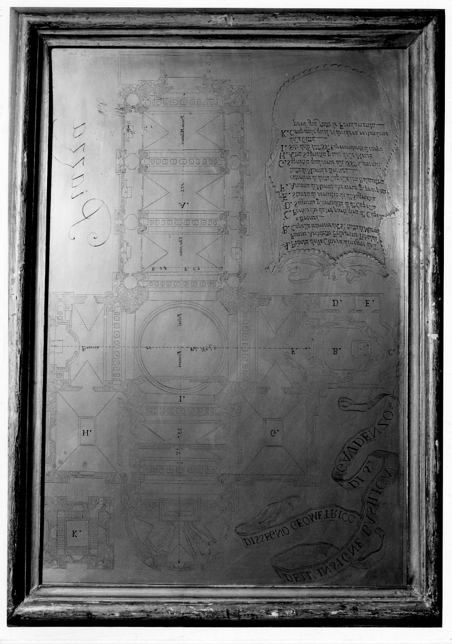 pianta della basilica di S. Gaudenzio (matrice, elemento d'insieme) di Prina Pietro Francesco (primo quarto sec. XVIII)