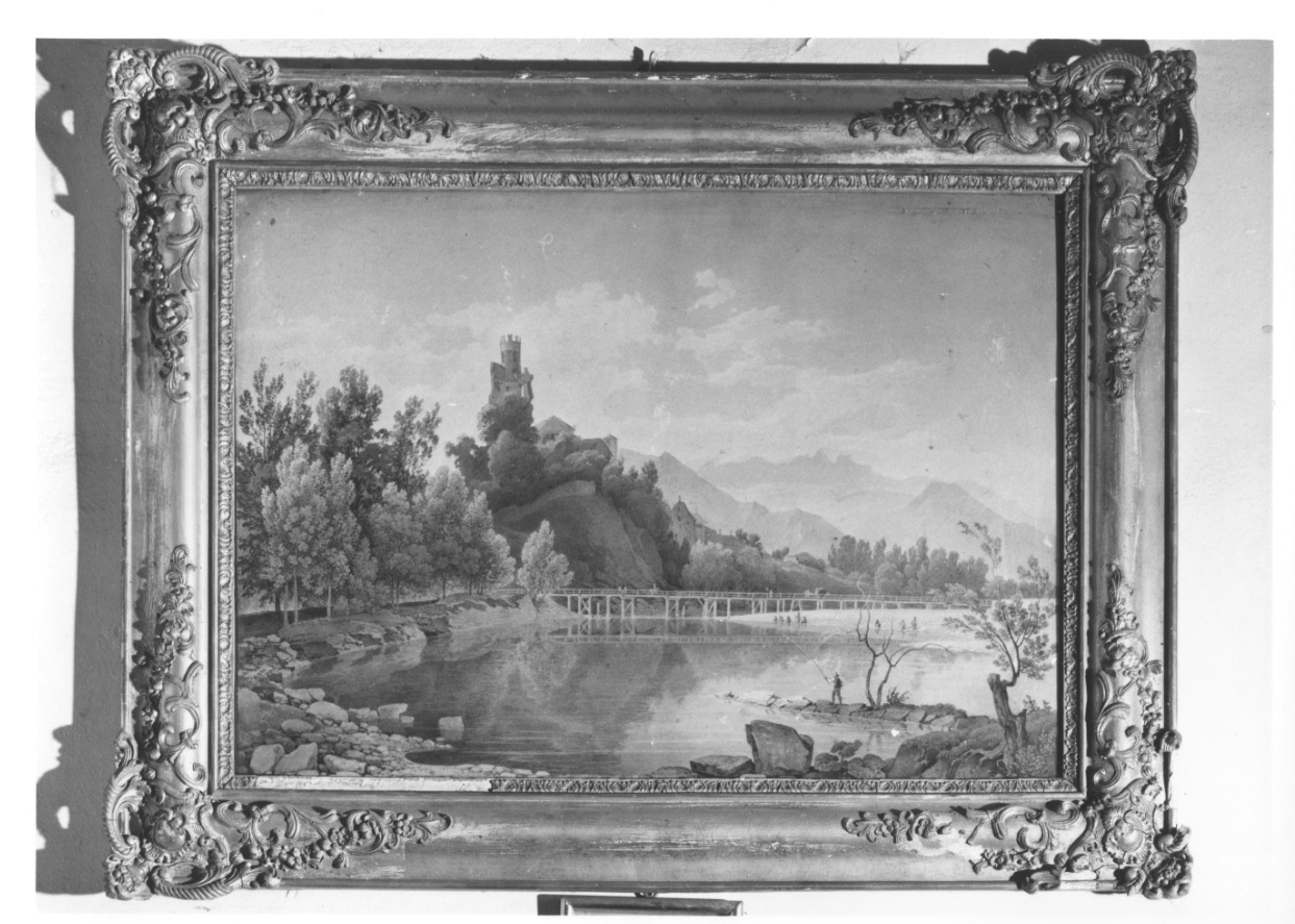 veduta delle rovine del castello nei dintorni di Rivarolo (dipinto, opera isolata) di Juillerat Jacques-Henri (metà sec. XIX)