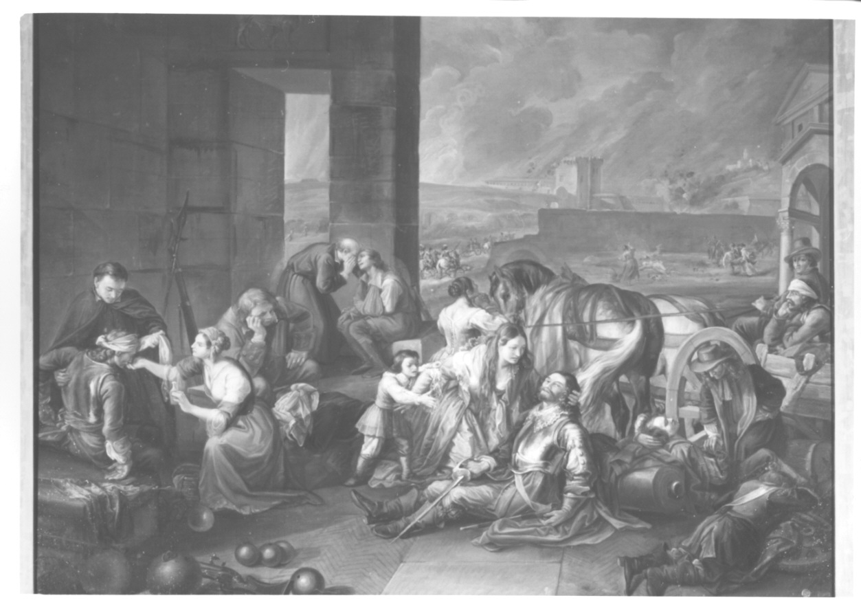 episodio dell'assedio di Torino (dipinto, opera isolata) di Bagutti Abbondio (metà sec. XIX)