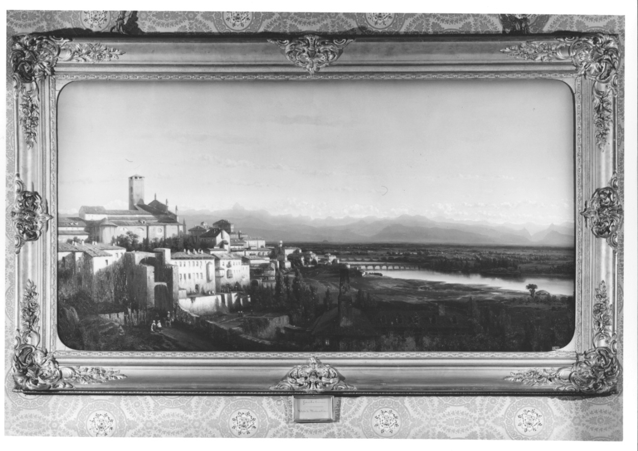 veduta di Moncalieri (dipinto, opera isolata) di Gamba Francesco (terzo quarto sec. XIX)