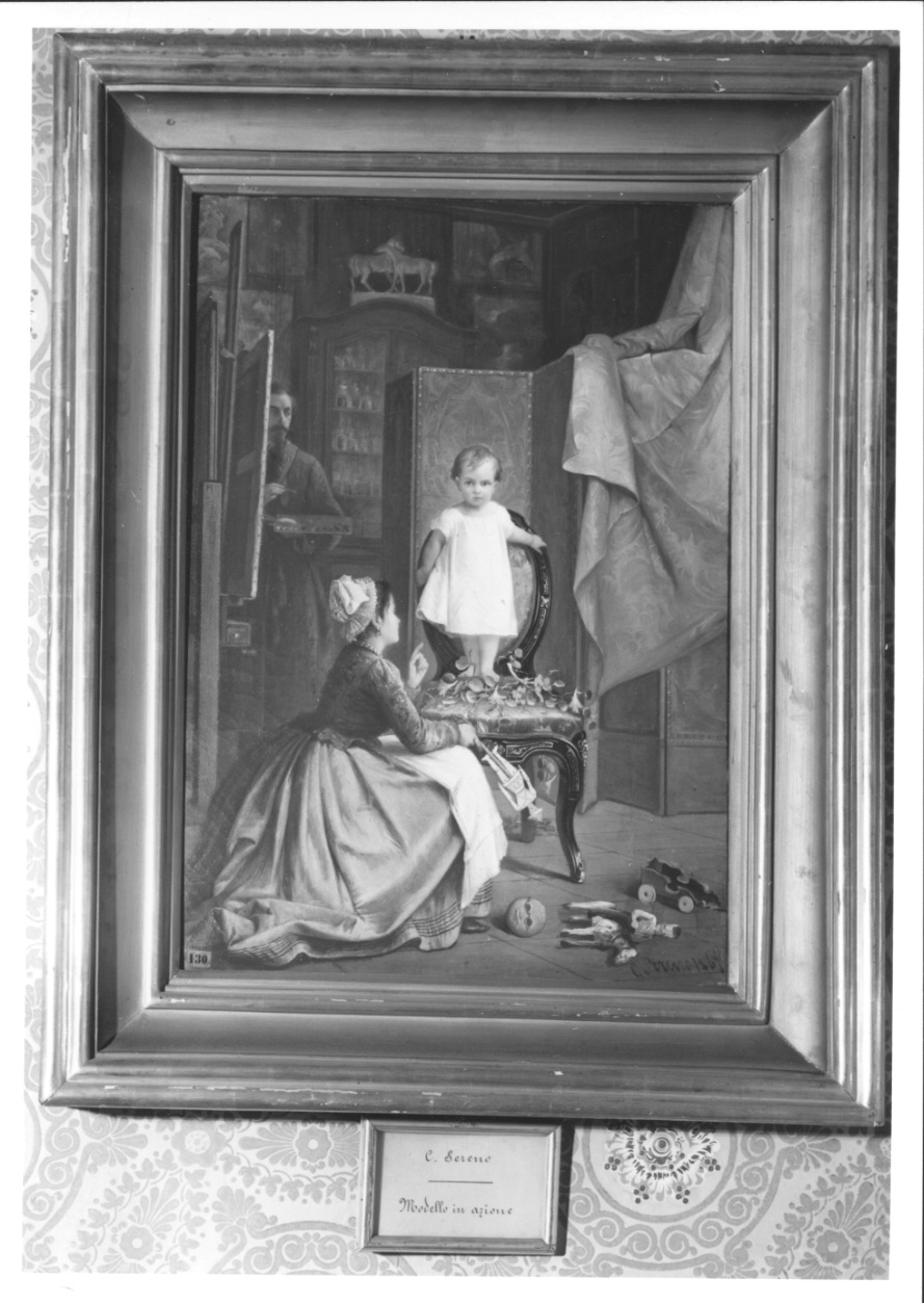 modello in azione, studio del pittore (dipinto, opera isolata) di Sereno Costantino (terzo quarto sec. XIX)