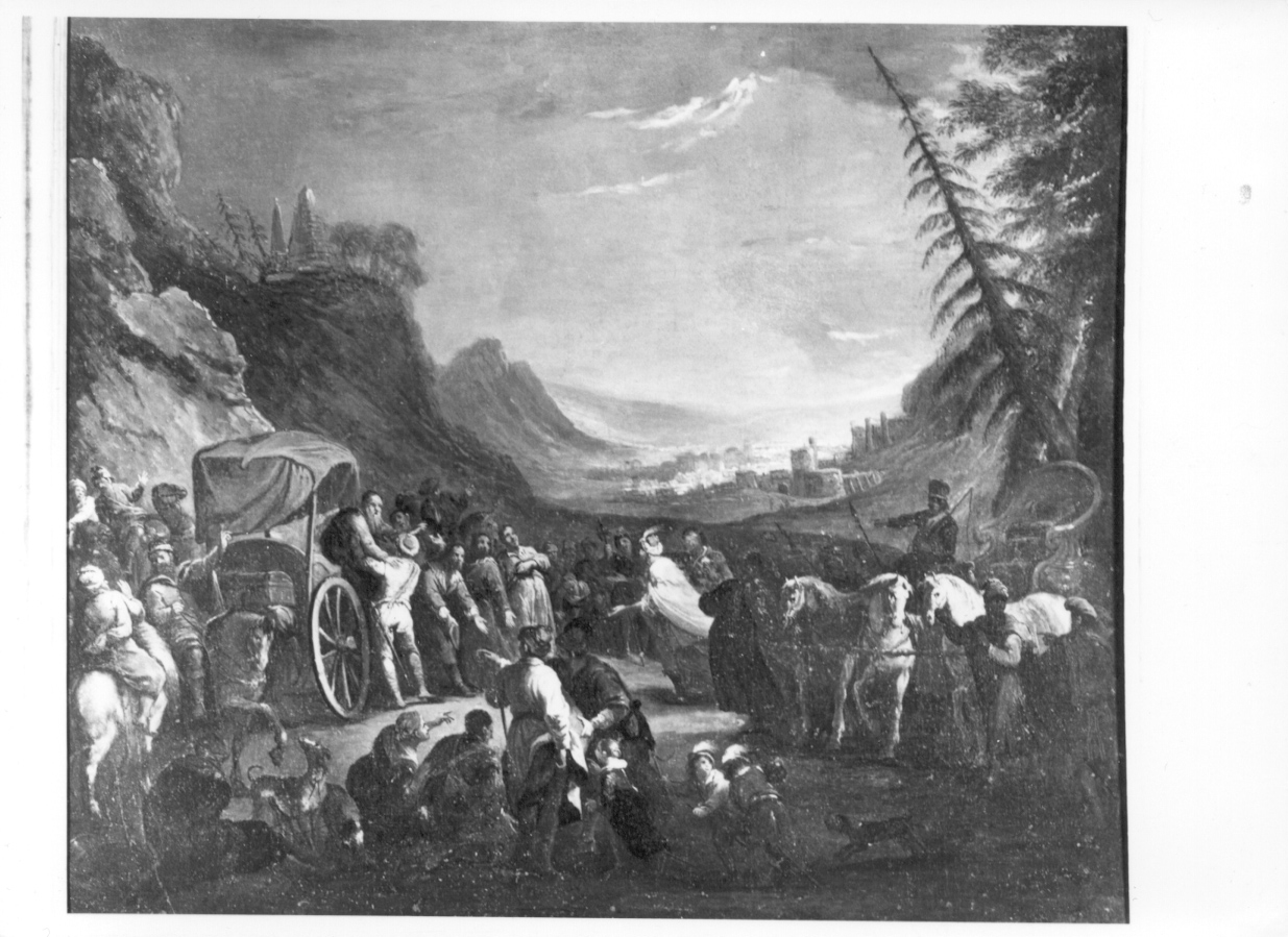 incontro di Giacobbe e Giuseppe (dipinto, opera isolata) di Olivero Pietro Domenico (secondo quarto sec. XVIII)