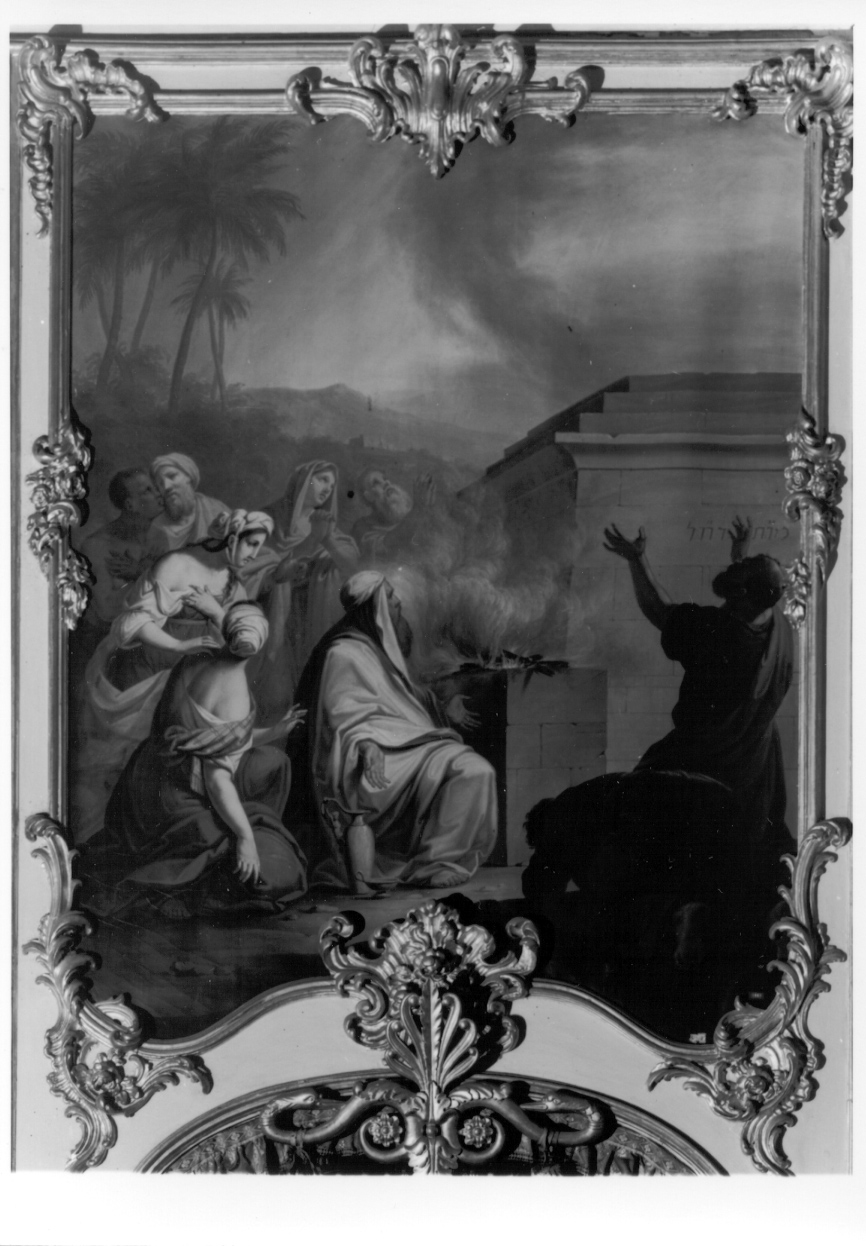 Giacobbe consacra la pietra a Dio (sovrapporta, ciclo) di Morgari Giuseppe (secondo quarto sec. XIX)