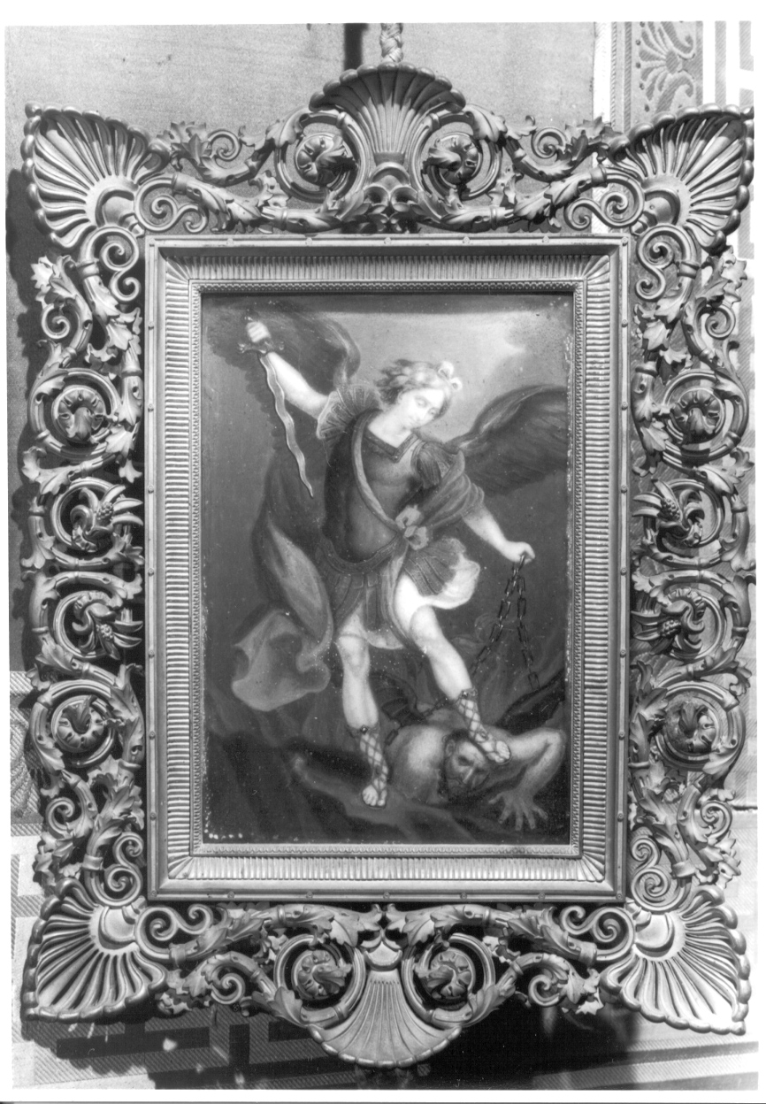 San Michele Arcangelo combatte Satana (dipinto, opera isolata) - ambito piemontese (secondo quarto sec. XIX)