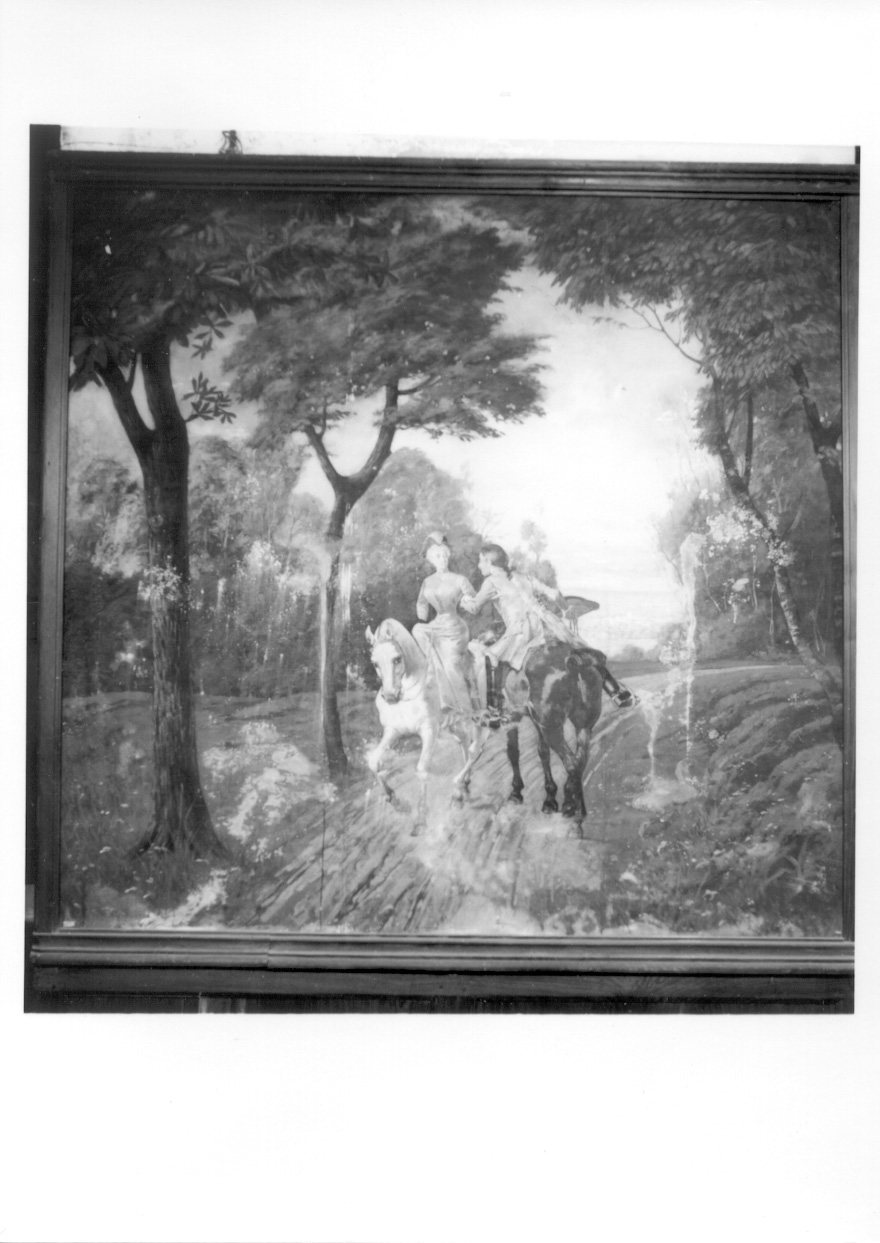figure a cavallo nel bosco (dipinto, elemento d'insieme) di Isabella di Baviera (ultimo quarto sec. XIX)