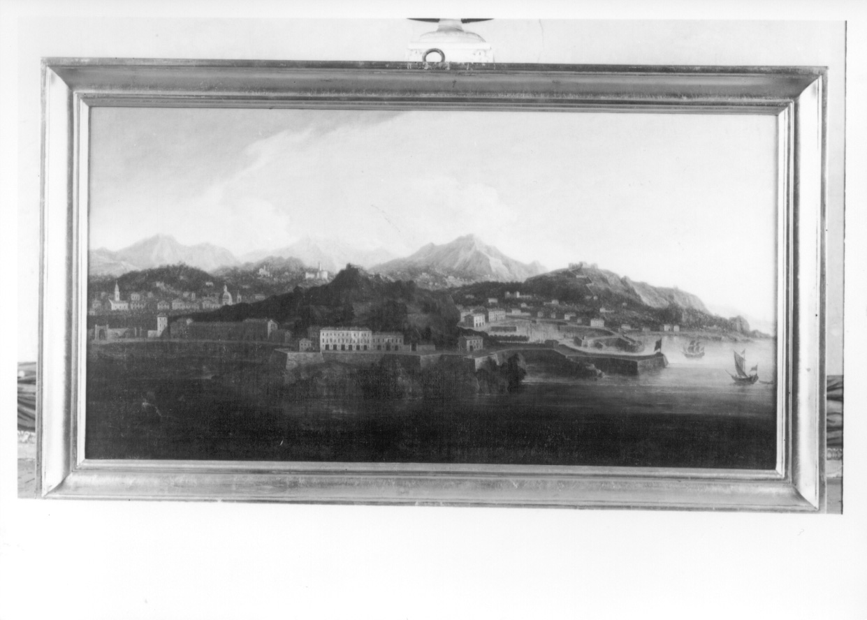 Veduta della città, e dell'entrata del porto verso Villafranca, veduta di Nizza (dipinto, opera isolata) di Cignaroli Angelo (secondo quarto sec. XIX)