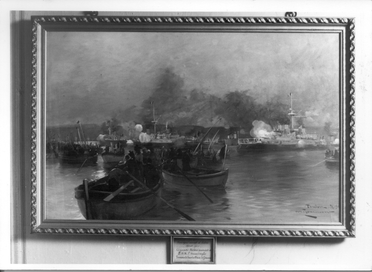 veduta del convegno navale di Tolone del 1901 (dipinto, opera isolata) di Johanson G (inizio sec. XX)