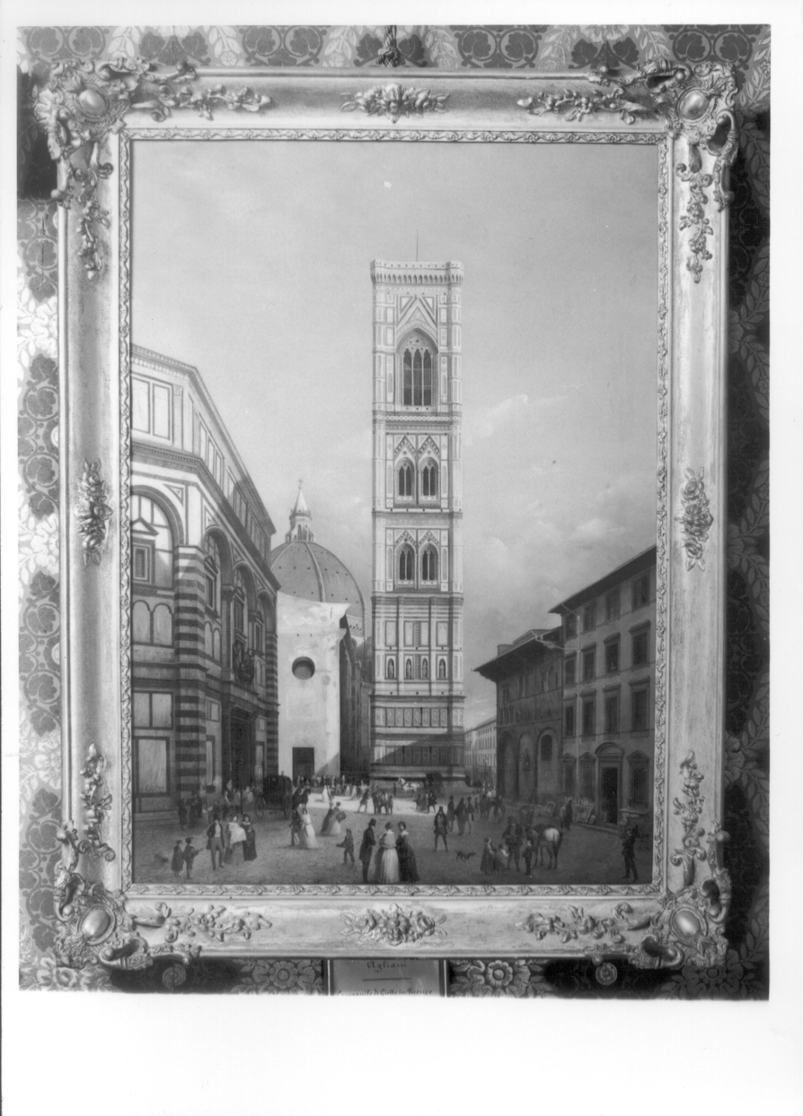 veduta del campanile di Giotto a Firenze (dipinto, opera isolata) di Aliani Lorenzo (metà sec. XIX)