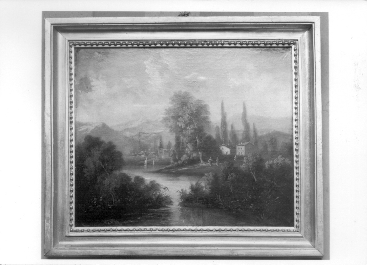paesaggio lacustre (dipinto, opera isolata) di Allason Ernesto (metà sec. XIX)