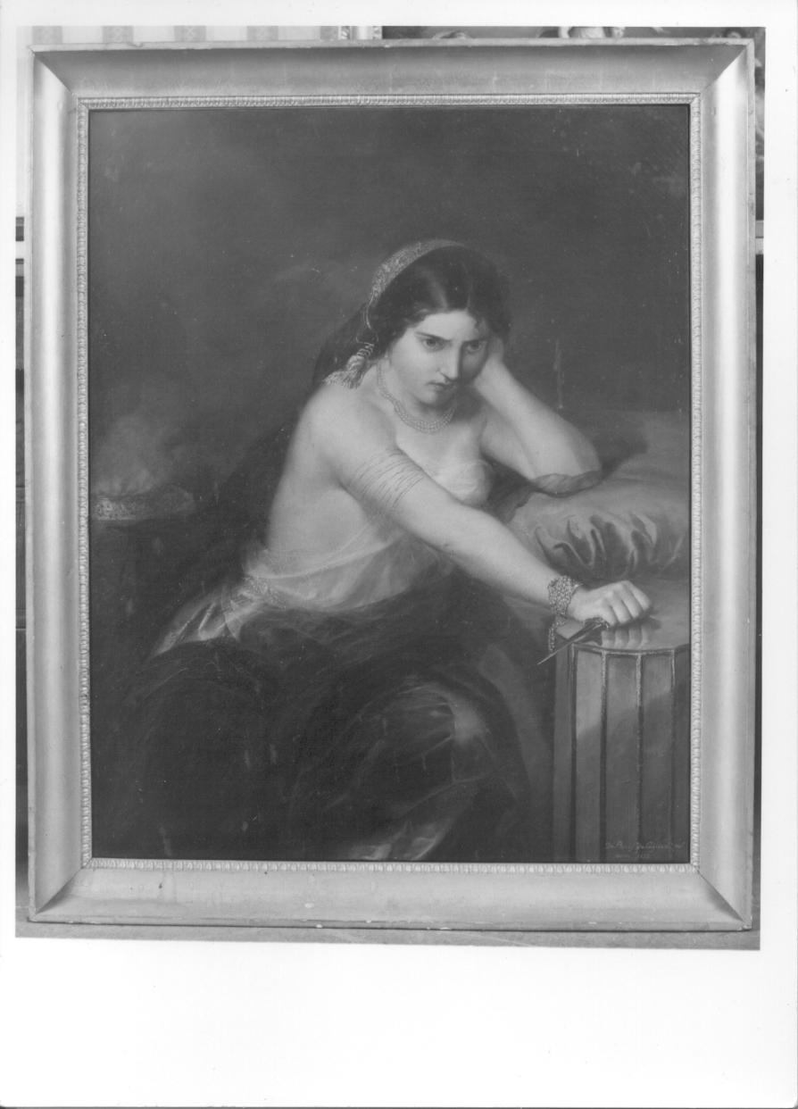 Gulnara, figura femminile con pugnale (dipinto, opera isolata) di De Belly Tommaso (metà sec. XIX)