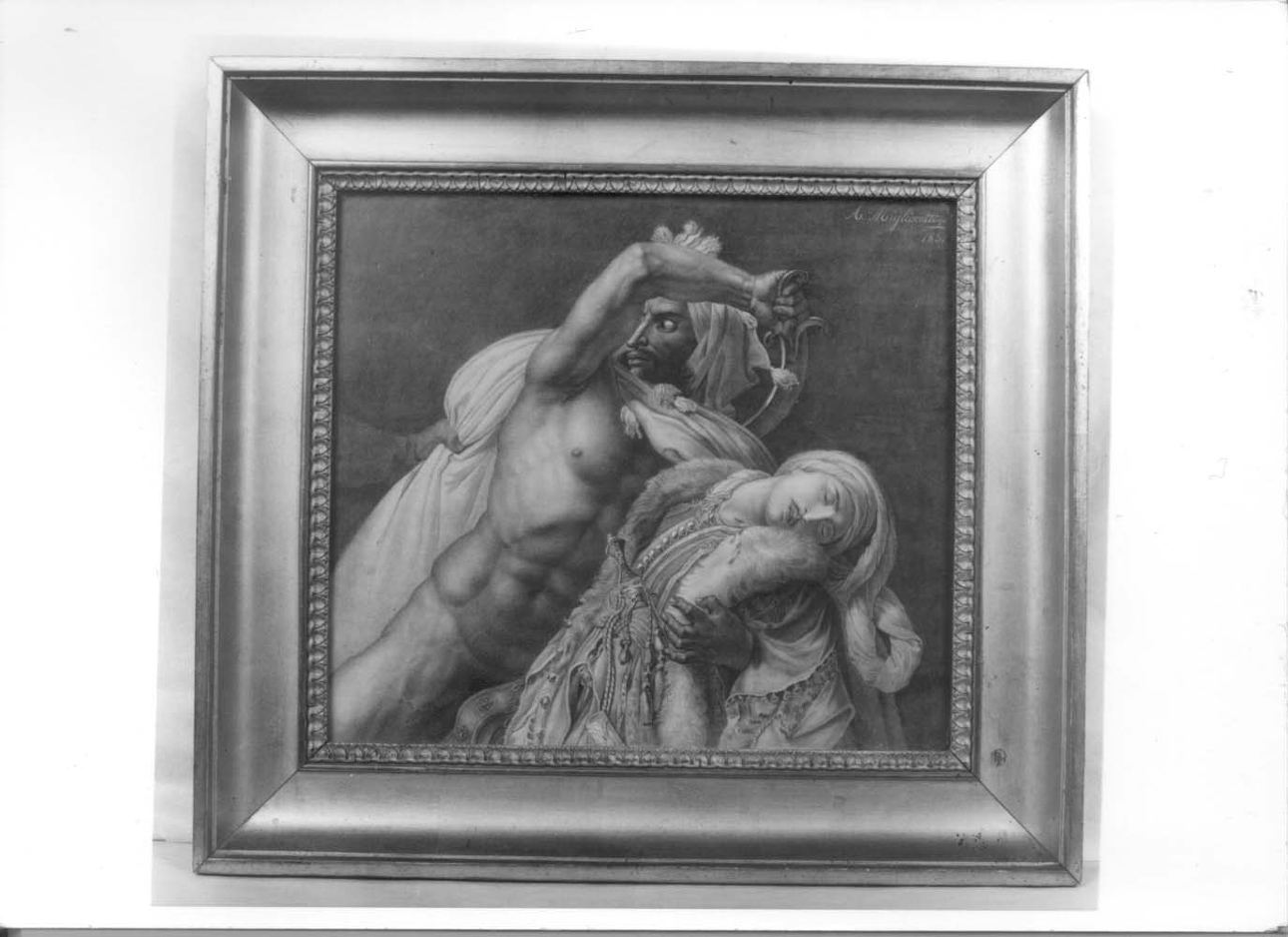 combattimento nella moschea (dipinto, opera isolata) di Miglioretti Angelica (sec. XIX)