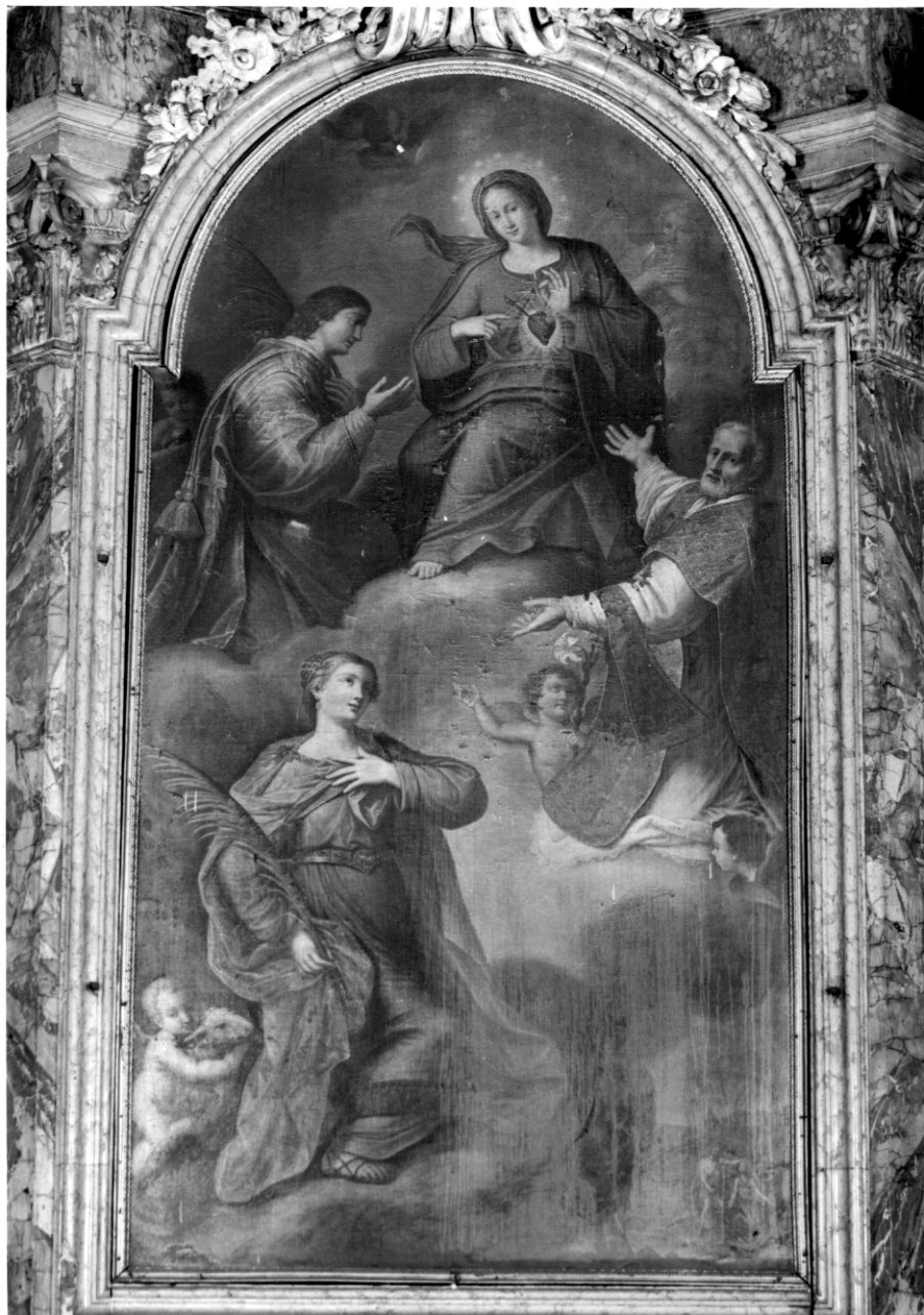 Sacro Cuore di Maria e Sant'Agnese, San Filippo Neri e Santo Stefano (dipinto, opera isolata) di Nepote Ignazio (metà sec. XVIII)