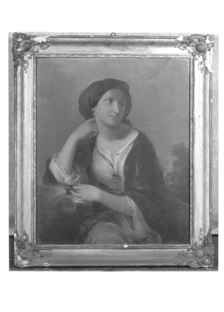 Ritratto di donna seduta con turbante, ritratto di donna (dipinto, opera isolata) di Marghinotti Giovanni (terzo quarto sec. XIX)