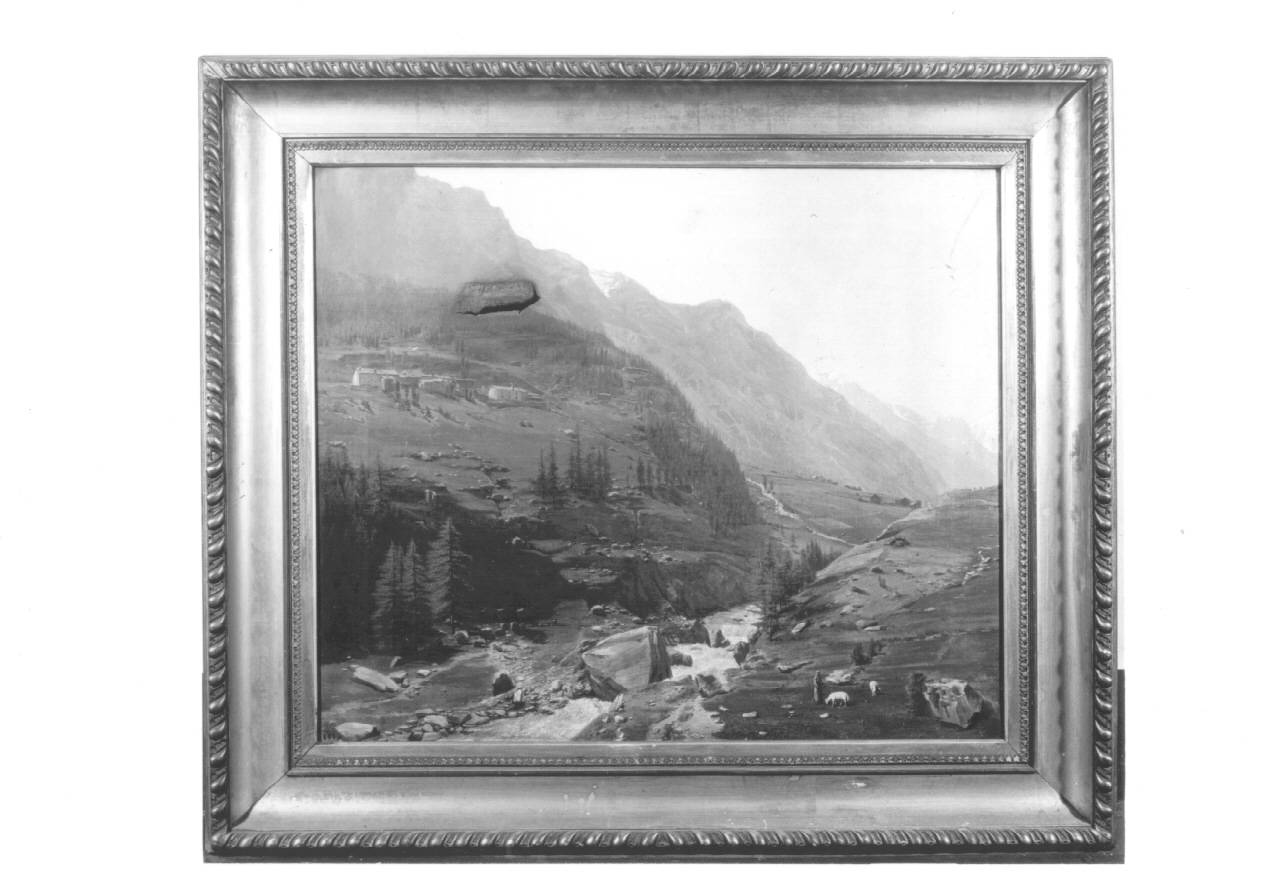 VAL GRISANCHE, paesaggio montano (dipinto, opera isolata) di Roscio Domenico (terzo quarto sec. XIX)