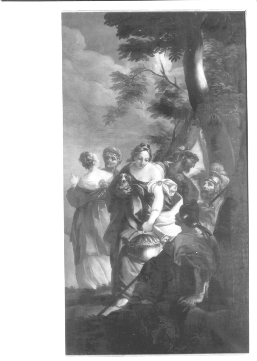Cleopatra si avvia al palazzo di Cesare (dipinto, opera isolata) di Martinez Andrea (secondo quarto sec. XVIII)
