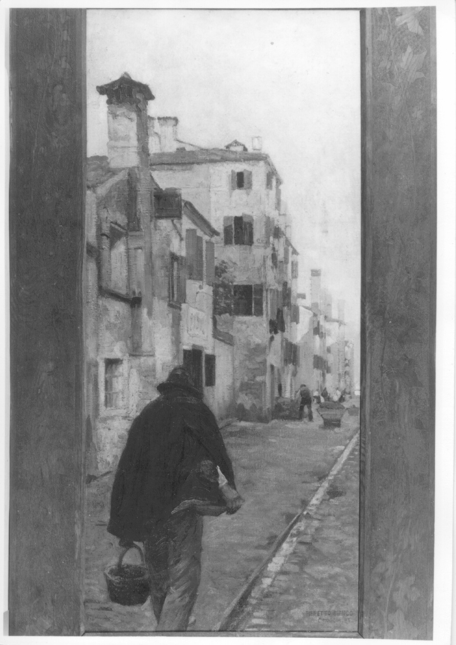 VIA DI CHIOGGIA, veduta di Chioggia (dipinto, opera isolata) di Bortoluzzi Bianco Pietro (fine sec. XIX)
