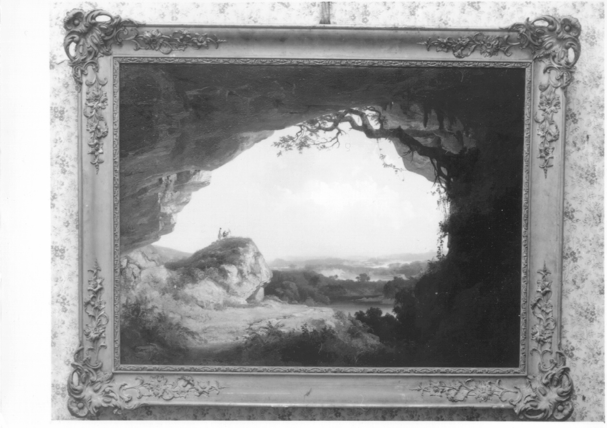PAESAGGIO CON PITTORE, paesaggio roccioso (dipinto, opera isolata) di Camino Giuseppe (metà sec. XIX)