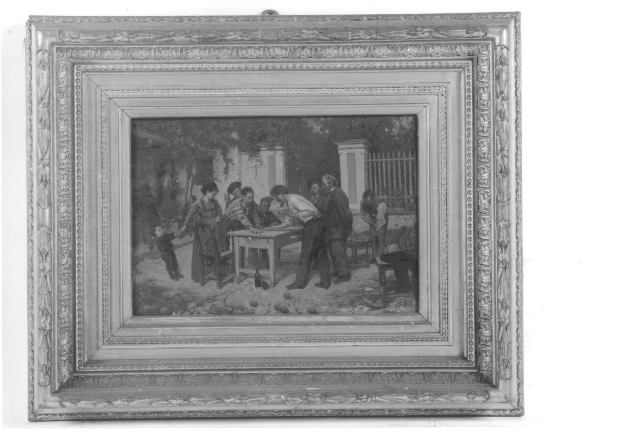 UNA PARTITA ALLA MORRA, giocatori di morra (dipinto, opera isolata) di Gilardi Pier Celestino (terzo quarto sec. XIX)